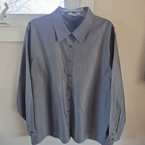 WOMENS FOXCROFT NON IRON CLASSIC FIT LONG SLEEVE GREY SHIRT BLOUSE SZ 20W
